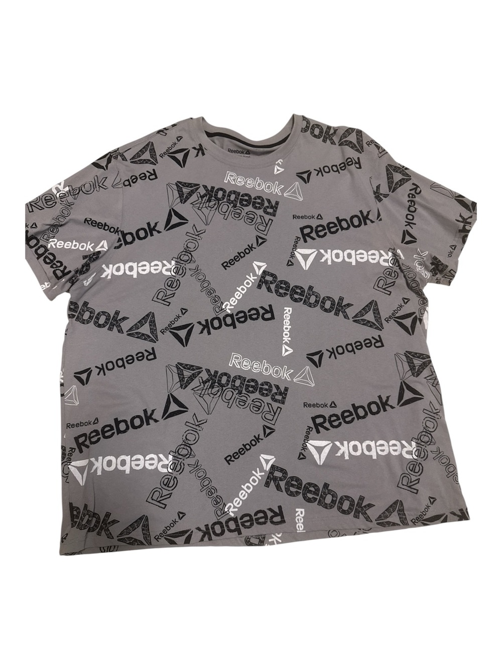 Reebok Gray Logo All-Over Print Short Sleeve Tee size 3X